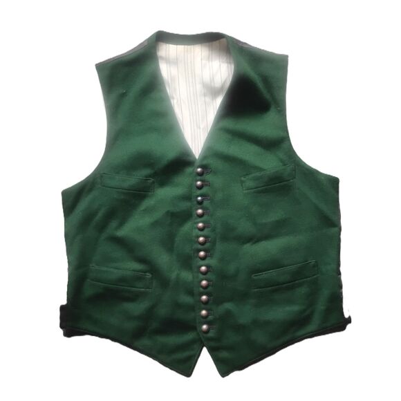 Unknown Label 1910'S - 1920'S Men's Size Medium Green Wool Vest - Vintage - Picture 1 of 5